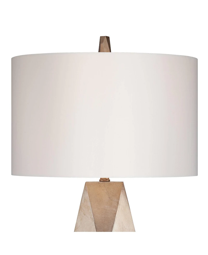 Possini Euro Design Modern Table Lamp with Marble Riser 32 1/2" Tall Champagne Drum Shade for Bedroom Living