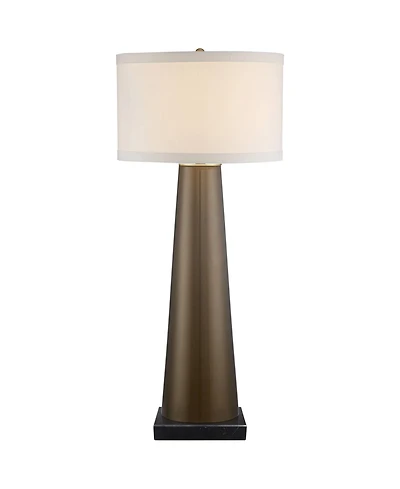 Possini Euro Design Modern Table Lamp Marble Riser 36" Tall Dark Gold Glass Shade for Bedroom Living Room