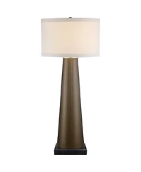 Possini Euro Design Modern Table Lamp Marble Riser 36" Tall Dark Gold Glass Shade for Bedroom Living Room