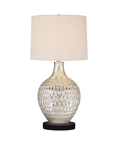 360 Lighting Waylon Modern Table Lamp with Round Black Marble Riser 28" Tall Mercury Glass Tapered Drum Shade for Bedroom Living Room Bedside Hom