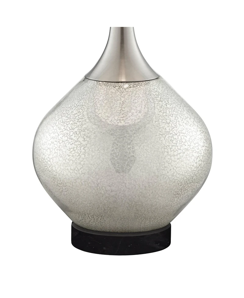 Possini Euro Design Swift Modern Table Lamp with Round Marble Riser 30 1/2" Tall Mercury Glass Double Shade for Bedroom Living Room Nightstand
