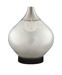 Possini Euro Design Swift Modern Table Lamp with Round Marble Riser 30 1/2" Tall Mercury Glass Double Shade for Bedroom Living Room Nightstand