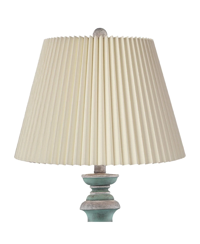 Regency Hill Patsy Traditional Table Lamps 26 1/2" High Set of 2 Washed Pleated Fabric Drum Shade for Bedroom Living Room Bedside Home