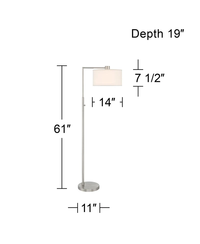 360 Lighting Colby Modern 61" Tall Standing Floor Lamp Light Downbridge Task Metal Brushed Nickel Finish Living Room House