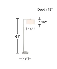 360 Lighting Colby Modern 61" Tall Standing Floor Lamp Light Downbridge Task Metal Brushed Nickel Finish Living Room House