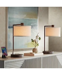360 Lighting Colby 21" High Small Modern Desk Lamps Set of 2 Usb Port Ac Power Outlet Metal Charging