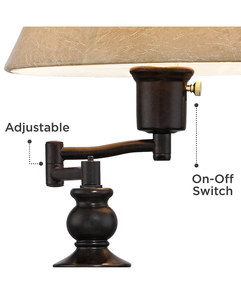 Regency Hill Corey 21 3/4" High Farmhouse Rustic Desk Lamps Set of 2 Usb Port with Socket Swing Arm Bronze Finish Metal Charging