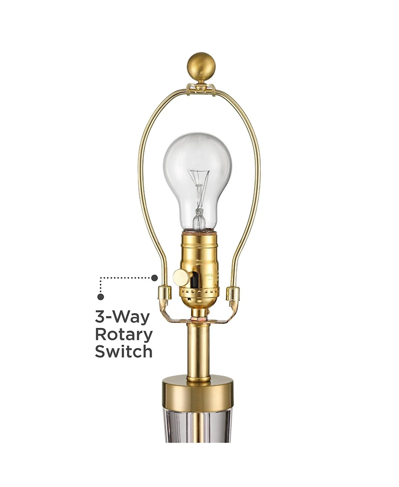 Vienna Full Spectrum Rhoda High Traditional 3-Way Table Lamp Clear Brass Finish Crystal Metal Single Shade Living Room Bedroom