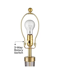 Vienna Full Spectrum Rhoda High Traditional 3-Way Table Lamp Clear Brass Finish Crystal Metal Single Shade Living Room Bedroom