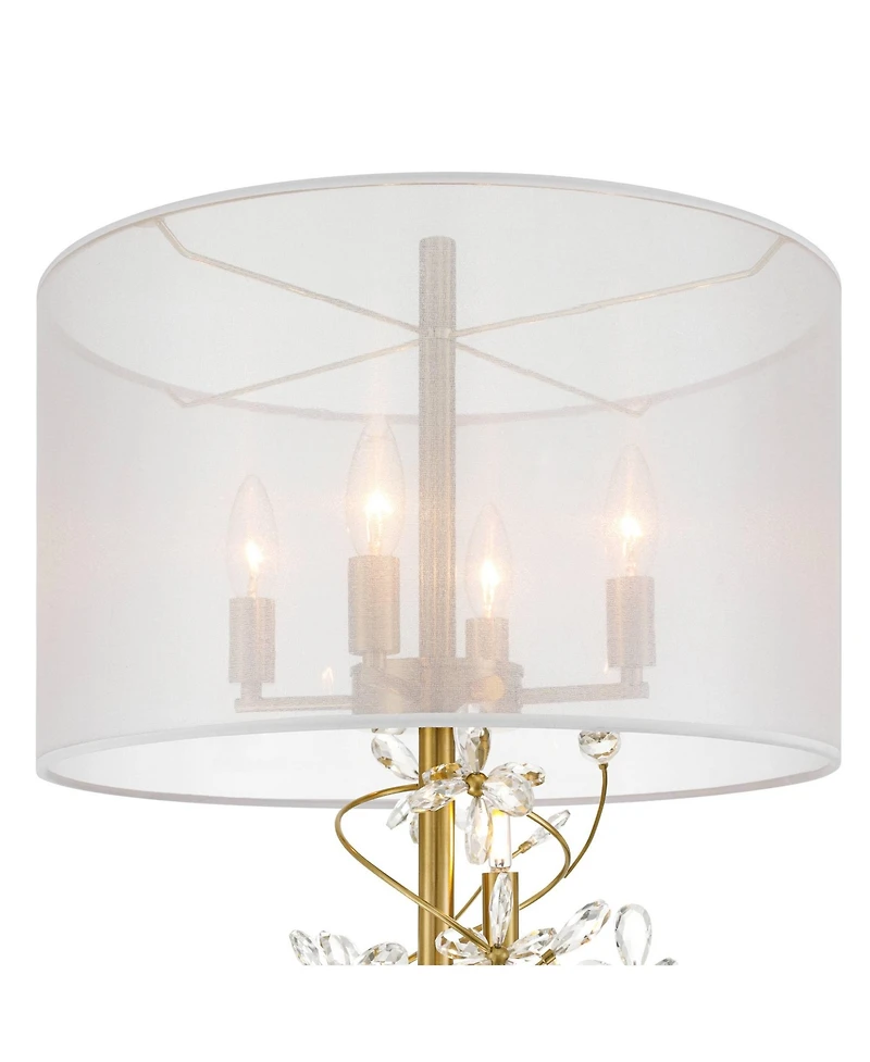 Possini Euro Design Vivant Modern 71 1/2" Tall Standing Floor Lamp 8-Light Crystal Spray Metal Soft Gold Finish Drum Shade