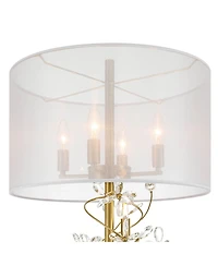 Possini Euro Design Vivant Modern 71 1/2" Tall Standing Floor Lamp 8-Light Crystal Spray Metal Soft Gold Finish Drum Shade