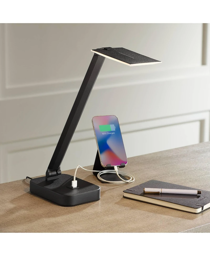 Possini Euro Design Rayven 22" High Modern Desk Lamp Adjustable Height Led Usb Port Finish Metal Single Home Office Charging