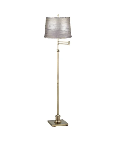 360 Lighting Westbury Antique Brass Swing Arm Floor Lamp with Silver Gold Shade