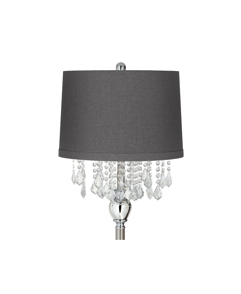 360 Lighting Crystals Traditional Luxury 60 1/2" Tall Standing Floor Lamp Silver Metal Satin Steel Finish Office Drum