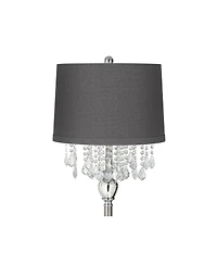 360 Lighting Crystals Traditional Luxury 60 1/2" Tall Standing Floor Lamp Silver Metal Satin Steel Finish Office Drum