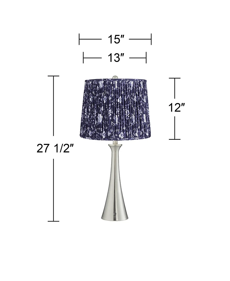 360 Lighting Karl 27 1/2" Tall Modern Table Lamps Set of 2 Usb Port Ac Power Outlet Brushed Nickel Finish Metal Shade Charging