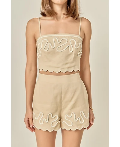 English Factory Women's Wavy Embroidered Bandeau Top