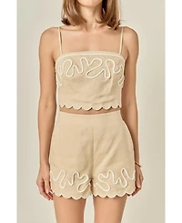 English Factory Women's Wavy Embroidered Bandeau Top