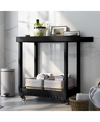 gaomon 2-Shelf Outdoor Utility Prep Cart, Rolling Service Trolley for Patio, Lawn, or Garden