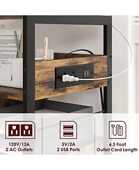 gaomon 3-Tier Mobile Printer Stand with Charging Station, Usb Ports, Storage Shelf, Under Desk Cart with Wheels for Living Room/Kitchen