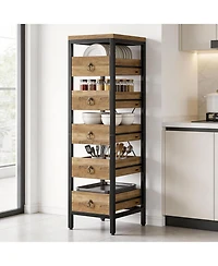 gaomon 5-Tier Kitchen Fruit Vegetable Storage Rack, Narrow Snack Stand with Pull-Out Baskets, Utility Organizer