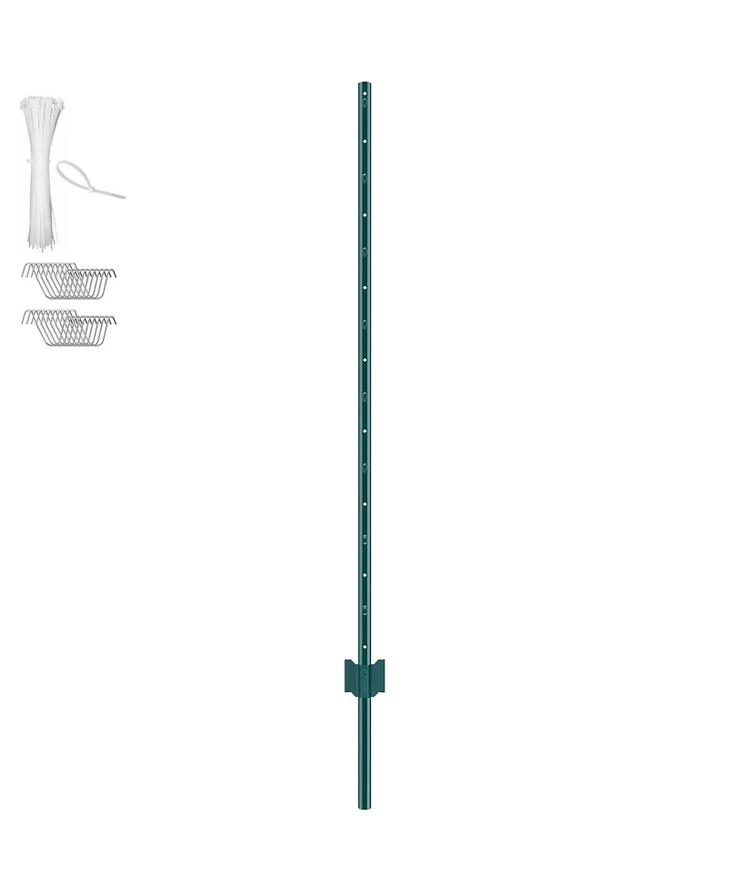 Sugift Fence Post, 10 Pack, U-Channel Heavy Duty Steel, for Garden and Lawn Use