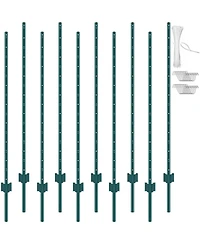 Sugift Fence Post, 10 Pack, U-Channel Heavy Duty Steel, for Garden and Lawn Use