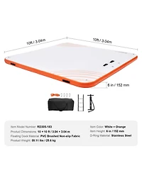 Mecale 10 x 10 Feet Inflatable Floating Dock Platform with Non-Slip Surface and Ladder