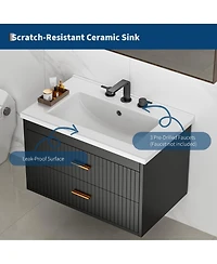 homfan Floating Bathroom Vanity with Sink and Drawers - Wall Mounted Modern Cabinet, Resin Combo, Water-Resistant Cabinet