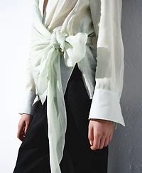 Selection Mango Women's Ramie Double-Breasted Shirt