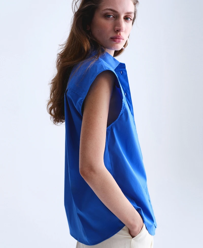 Selection Mango Women's Sleeveless Poplin Shirt