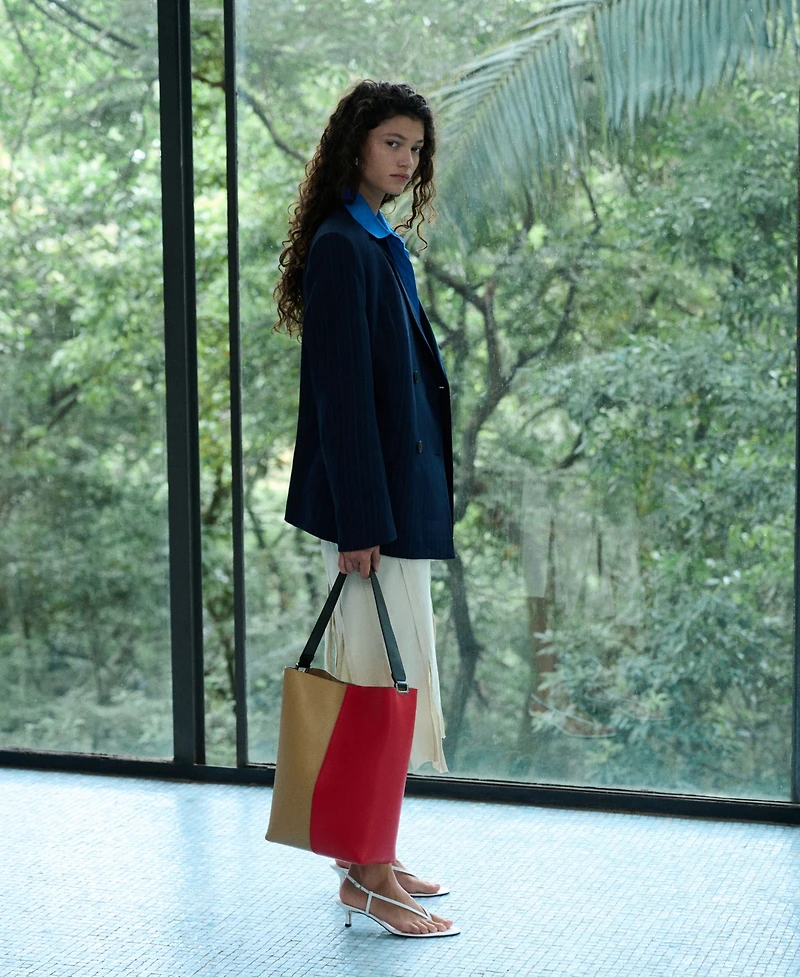 Selection Mango Women's Pinstriped Belted Blazer