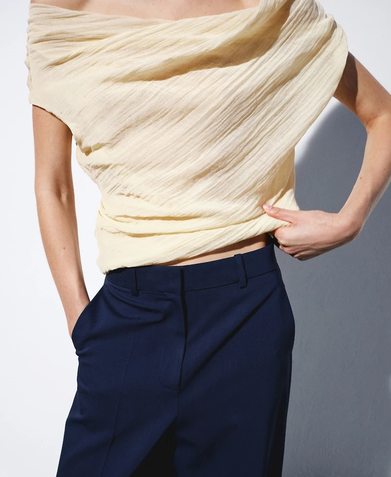 Selection Mango Women's Straight Low-Rise Suit Pants