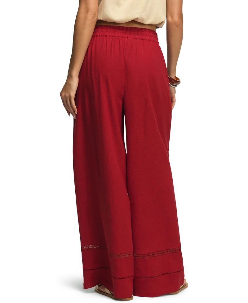 Lucky Brand Women's Wide-Leg Lace Trim Pull-On Pants