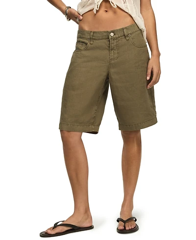 Lucky Brand Women's Relaxed Fit Baggy Linen Denim Shorts