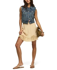 Lucky Brand Women's Medium Wash Cropped Denim Trucker Vest
