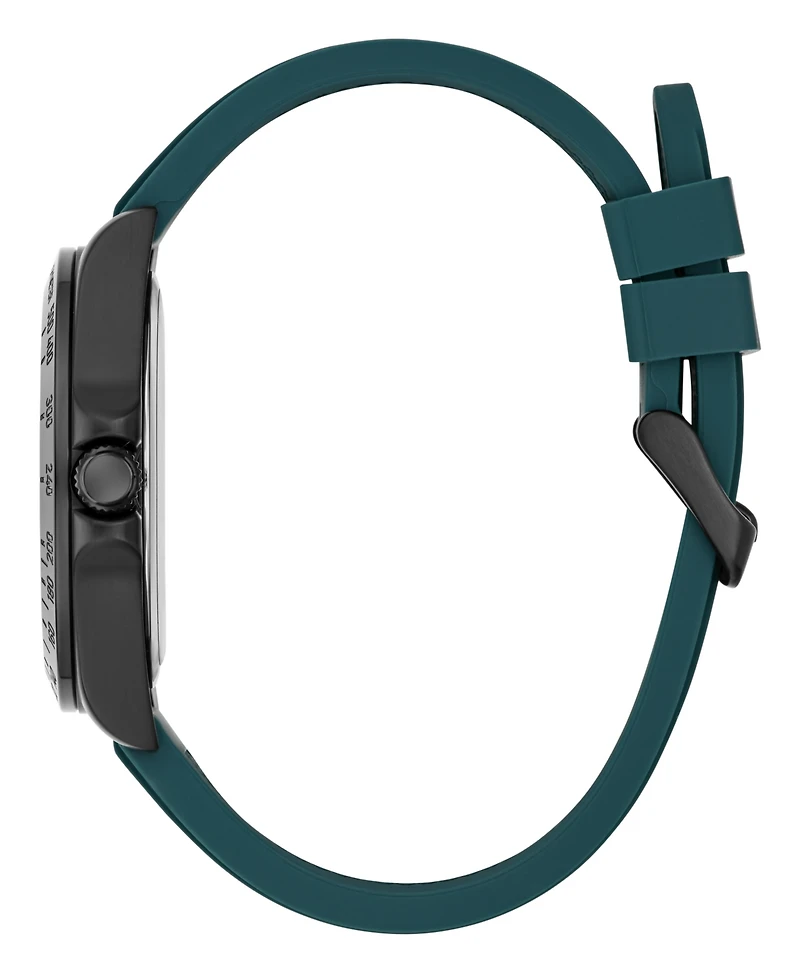 Guess Men's Black Stainles Steel Teal Silicone Analog Watch, 42mm
