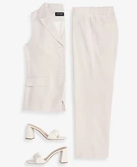 Jones New York Womens Sleeveless Button Front Lapel Vest Mid Rise Cropped Pants