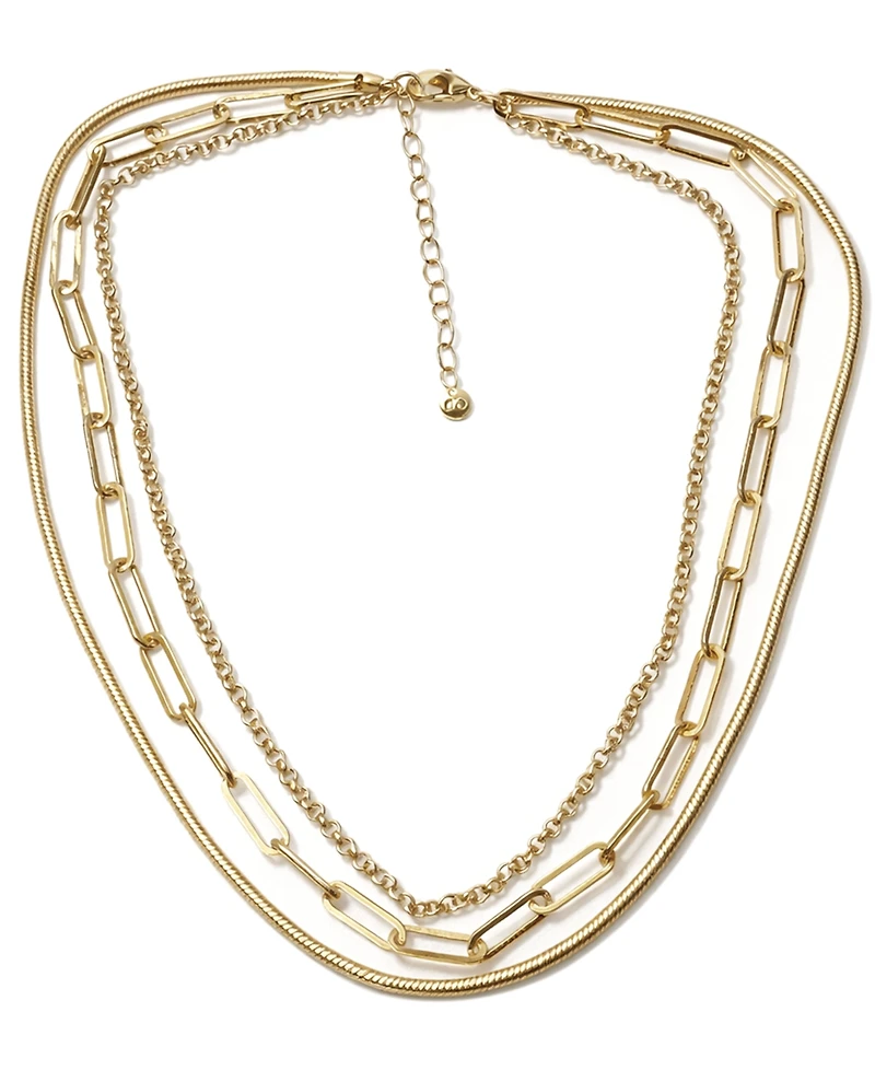 And Now This Triple Row 16" Chain Necklace Silver Plate or Gold