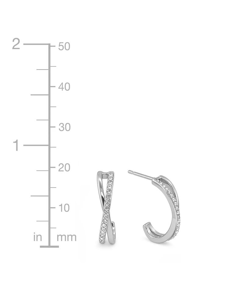 And Now This Clear Crystal Criss Cross Hoop Set in Silver Plate and Gold Plate