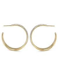 and Now This Criss Cross Clear Crystal C Hoop Earring, Gold Plate Silver