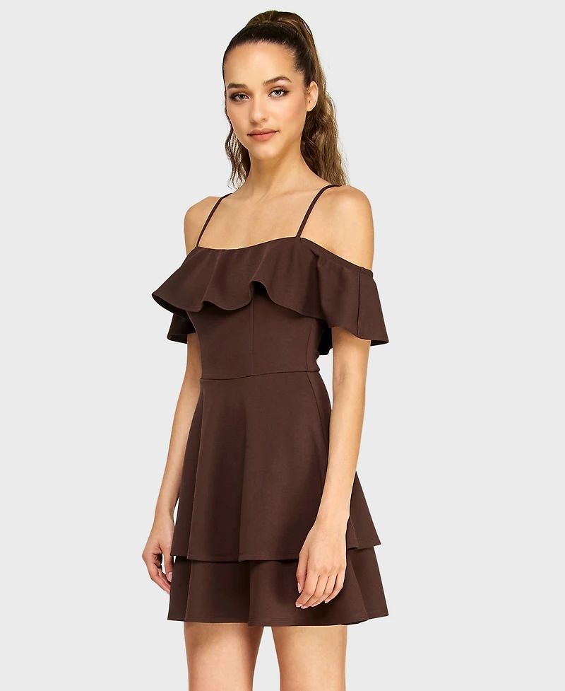 B Darlin Juniors' Ruffled Off-The-Shoulder Dress