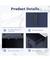 Rainsken Versatile Buffet Cabinet and Coffee Bar Station, Food Storage Pantry with a Drawer, 2 Adjustable Shelves and 2 Door Shelves for Dining Room