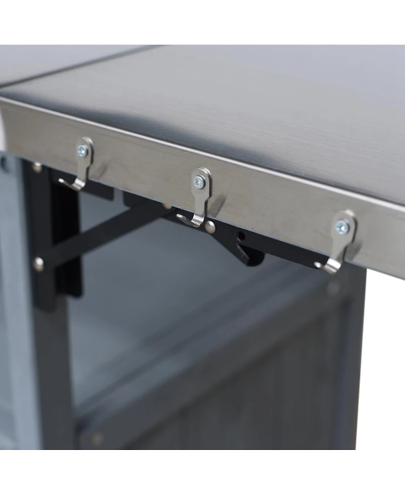 Streamdale Furniture Farmhouse Rolling Outdoor Kitchen Cart Stainless Top