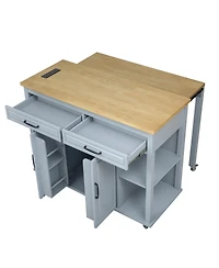 Streamdale Furniture 47" Kitchen Island Extendable Table, Storage, Power Outlet