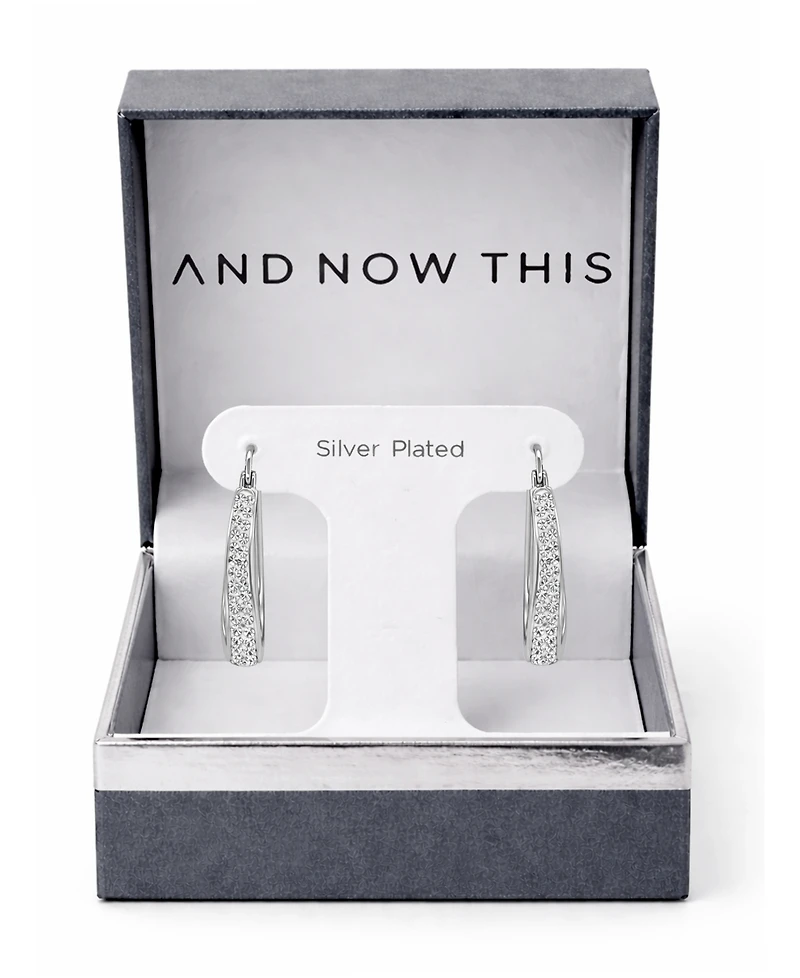 And Now This Crystal & Out Teardrop Hoop Earrings Silver Plate, Gold-Plate or Rose Gold Plate