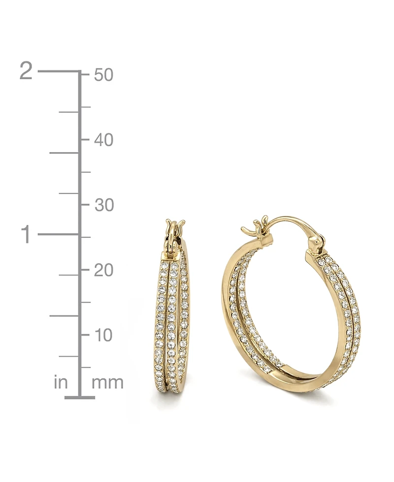 And Now This Crystal Small Double Hoop Earrings in Silver-Plate or Gold Plate, 1"