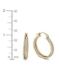 And Now This Crystal Small Double Hoop Earrings in Silver-Plate or Gold Plate, 1"