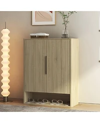 Rainsken Shoe Storage Cabinet, 4-Tier Wooden Shoe Organizer with Doors and Adjustable Shelves for Entryway, Hallway, Living Room