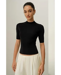 Lilysilk Women's Seamless Silk-Cotton Slim-Fit Knit Top